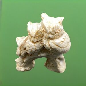 3 Owls on a Branch‎ Carved Alabaster Resin Figurine - Hand Carved in Mexico